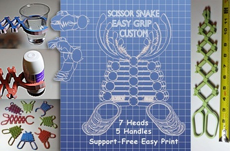 scissor snake easy grip custom pinshape within-reach-3d-design-challenge-18-and-over toy tool helper handicapped hand reach claw extender disabled remote grabber 3d print model - Mito3D