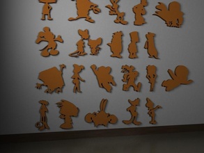 dessin animé silhouette pinshape jouet jeux bijoux mickey mouse dingo donaldduck caractère bugs bunny 3d print model - Mito3D