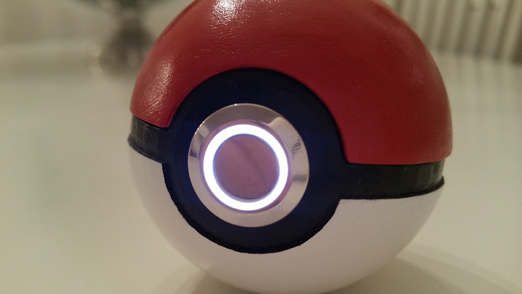 Stampato in 3d pokemon pokeball luce led pinshape design per elettronica concorso disegno 3D print model - Mito3D