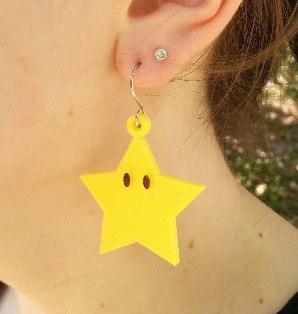 mario star earrings pinshape 3d-design 3D print model - Mito3D