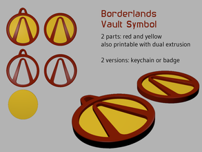 borderlands vault symbol pinshape keychain pendant games vault-symbol 3d print model - Mito3D