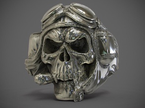 ring skull pilot pinshape 3d-ring-printing javelry-ring-skull skull-ring 3d print model - Mito3D