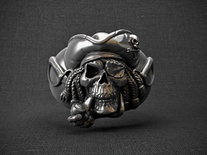 anello teschio dei pirati pinshape cranio pirata gioielli 3d print model - Mito3D