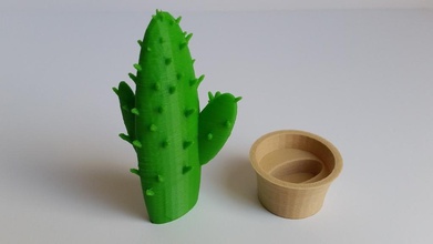 Kaktus Topf pinshape Wespe waspdelta2040 Holz grün deltawasp pot tinkercad 3d design 3d print model - Mito3D