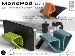 monopod light pinshape smart functional easy-to-print easy-print photografy tripod smartphone design 3d print model - Mito3D