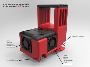 davinci e3d v6 dobuble fan carriage pinshape 3d-design 3d print model - Mito3D