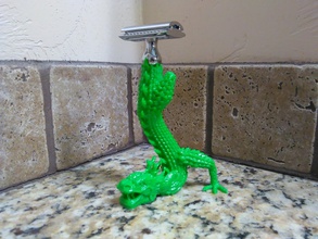 dragon razor handle pinshape shave movember shaving art 3d print model - Mito3D
