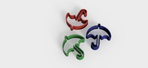 umbrella cookies cutter pinshape 3d-design 3d print model - Mito3D