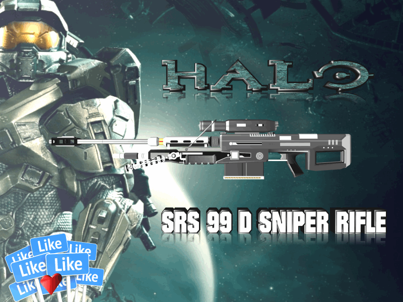 srs 99 fusil sniper halo pinshape game design concours tireur d'élite algix3d print cosplay 3D print model - Mito3D
