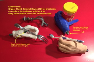 pinza pulgar dispositivo terminal pinshape mano prótesis asistencial tecnología habilitar 3d print model - Mito3D