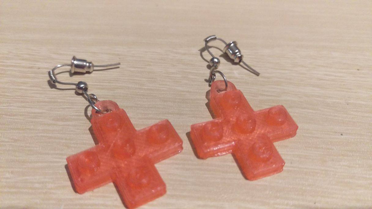 lego croix boucles d'oreilles pinshape 3D print model - Mito3D