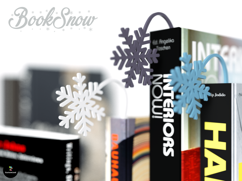 booksnow pinshape design snow snowflake gift-ideas gift-idea gift gifts bookmarks bookmark books book christmas ornament christmas-presents xmas 3D print model - Mito3D