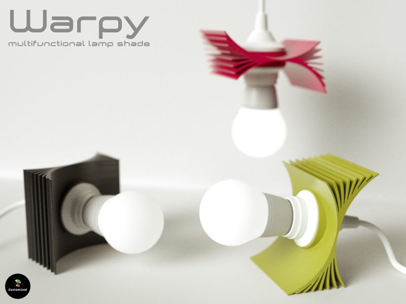 warpy pinshape cadeau idée idées cadeaux facile imprimez simplicité imprimer minimes décor maison conception art ikea hack lumière lightshade nuances l'ombre l'abat jour lampada abat lampe lampes 3D print model - Mito3D