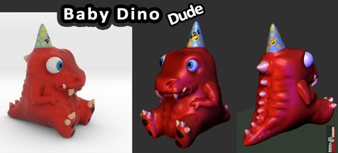 baby dino dude 25-inch pinshape cute-dino desktop-toys desk-toys nitin-kapoor-art-and-photography dinosaurs 3d print model - Mito3D