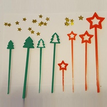 holiday party picks swizzle sticks pinshape toothpick stirrer cocktail swizzle-sticks star christmas-tree christmas 3d print model - Mito3D