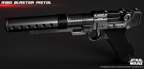 a180 pistola blaster jyn erso pinshape canaglia jedi starwars cosplay oggetti scena 3d print model - Mito3D