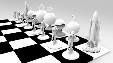 space travel chess set print & add magnets pinshape space-design-contest 3d print model - Mito3D