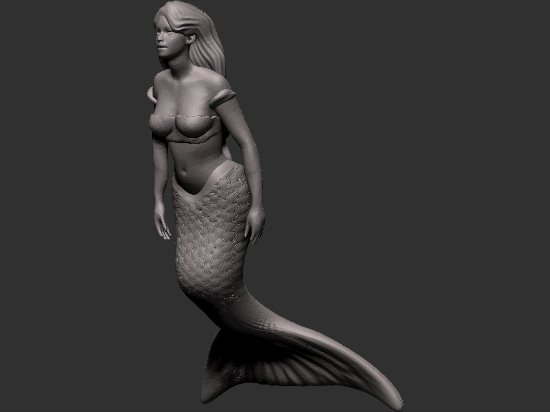 sirena pinshape ragazza donne donna pesce sirene scultura mermaid 3D print model - Mito3D