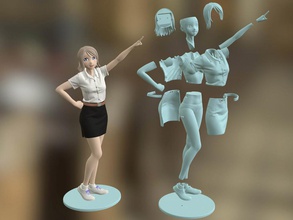 freshy kız yazdırılabilir şekil pinshape 3d karakter heykel anime tasarım 3d print model - Mito3D