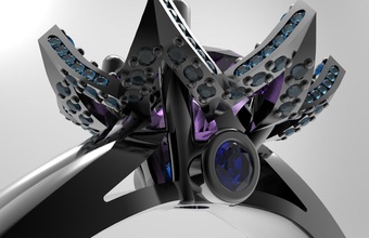 dark flower pinshape ring-jewelry ring rings jewelry jewelry-design 3d print model - Mito3D