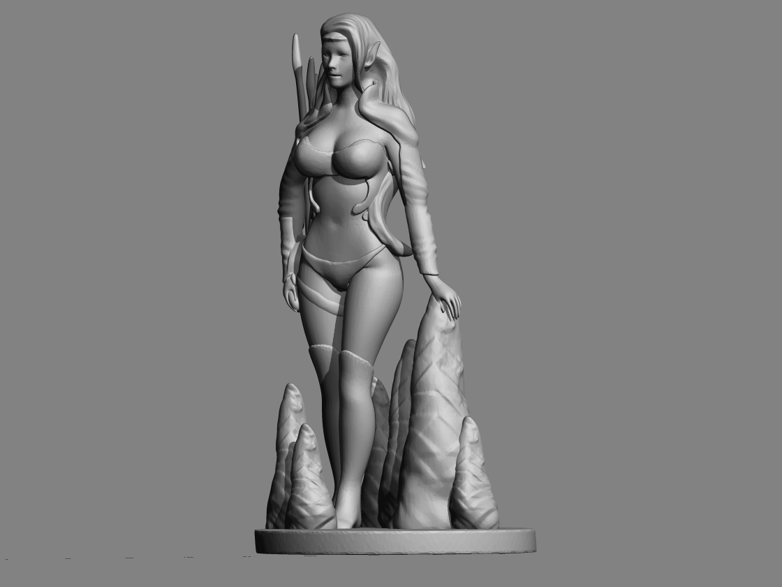 elf kızı pinshape heykel art kadın fantezi kız 3D print model - Mito3D