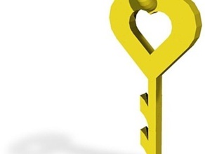 key heart pinshape pendants pendant heart-charm 3d print model - Mito3D