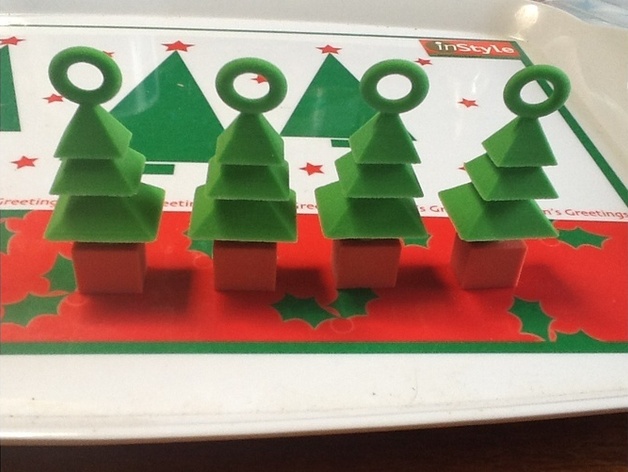 3d árvore natal mini enfeites 4 set pinshape decoração 3D print model - Mito3D