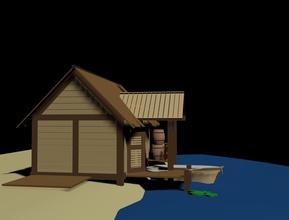 wooden hut pinshape lowpoly games design house 3d print model - Mito3D
