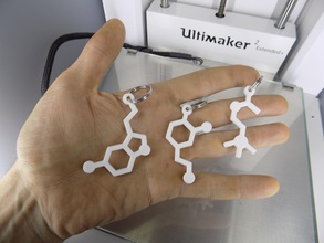3 amados produtos químicos chaveiros pinshape acetilcolina dopamina serotonina chaveiro 3d print model - Mito3D
