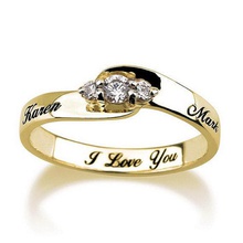 engraved diamond ring pinshape marriage proposal engrave ring-jewelry golden 3d print model - Mito3D