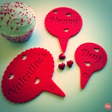 happy valentine ' day cupcake topper pinshape Backen Liebe valentines 3d print model - Mito3D