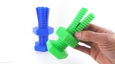 impossible 3d-printed bolt nut pinshape threaded thread mutter skruv fastener mechanics moving gap toy trapped screw 3d print model - Mito3D