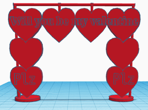 Sevgililer Günü projesi pinshape kalp köprü kırmızı aşk 3d print model - Mito3D