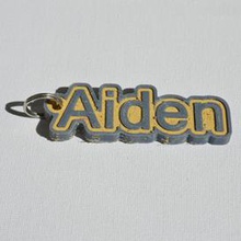 aiden pinshape keychain-hanger keychain keyrings keyring decal kiss lips dual-color dual-extrusion dual-filament sticker decals stickers leapfrog wanhao ultimaker-3 ultimaker3 wanhao4s adriana nametag tag names 3d print model - Mito3D