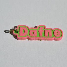 dafne pinshape names tag nametag wanhao4s ultimaker3 ultimaker-3 wanhao leapfrog stickers decals sticker dual-filament dual-extrusion dual-color decal keyring keyrings keychain keychain-hanger 3d print model - Mito3D