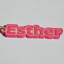 esther pinshape names tag nametag wanhao4s ultimaker3 ultimaker-3 wanhao leapfrog stickers decals sticker dual-filament dual-extrusion dual-color decal keyring keyrings keychain keychain-hanger 3d print model - Mito3D