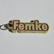 femke pinshape names tag nametag wanhao4s ultimaker3 ultimaker-3 wanhao leapfrog stickers decals sticker dual-filament dual-extrusion dual-color decal keyring keyrings keychain keychain-hanger 3d print model - Mito3D