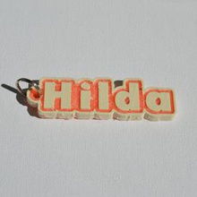 hilda pinshape keychain keyrings keyring decal dual-color dual-extrusion dual-filament sticker decals stickers leapfrog wanhao ultimaker-3 ultimaker3 wanhao4s nametag tag names badge badges 3d print model - Mito3D