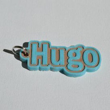 hugo pinshape keychain-hanger keychain keyrings keyring decal dual-color dual-extrusion dual-filament sticker decals stickers leapfrog wanhao ultimaker-3 ultimaker3 wanhao4s nametag tag names frank badge badges 3d print model - Mito3D