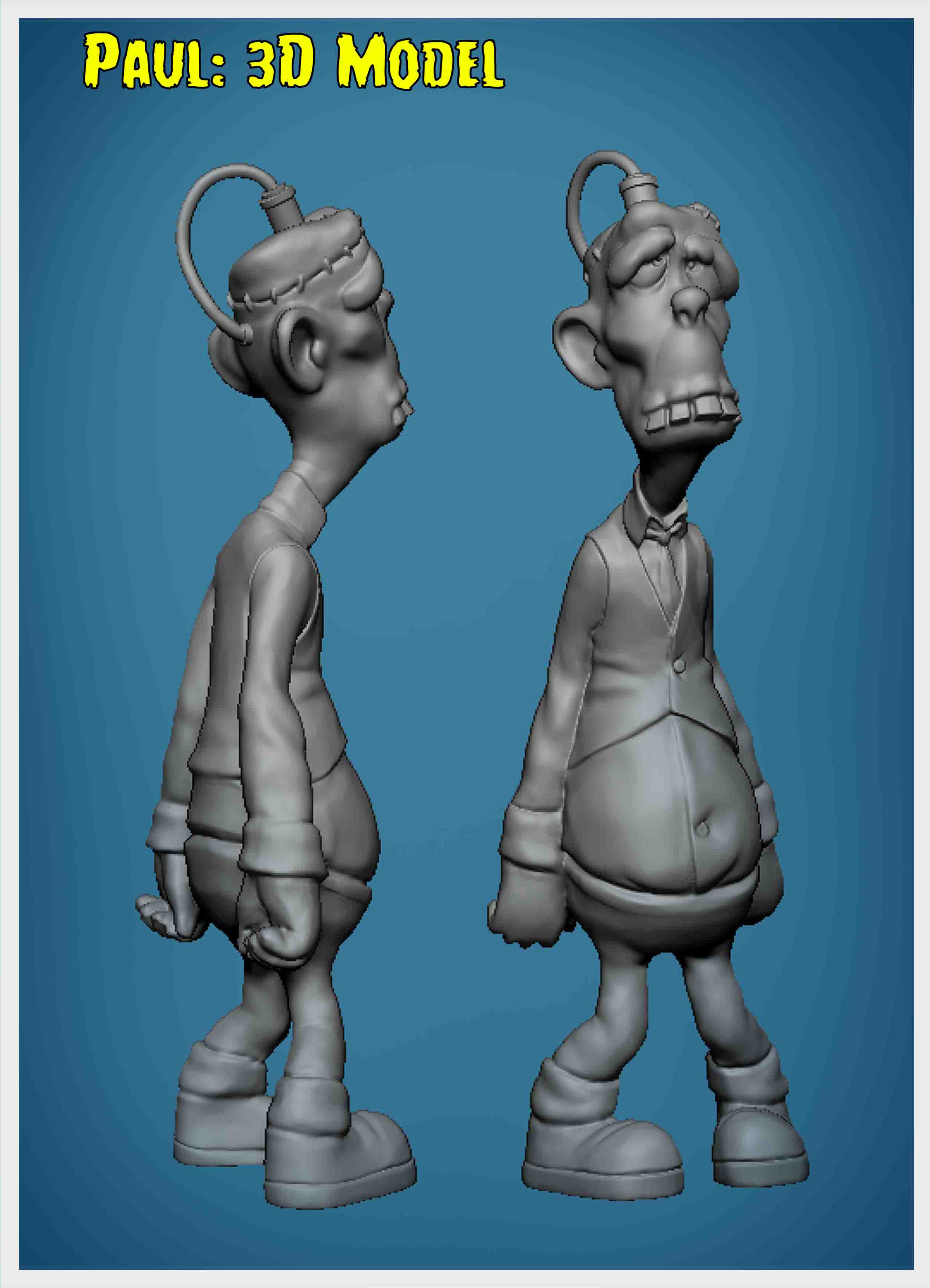 paul house stein pinshape character-modeling-contest houseofstein design character animation toy frankenstein 3D print model - Mito3D