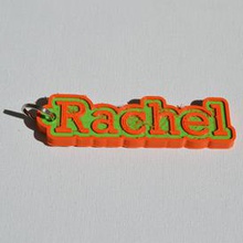 rachel pinshape keychain-hanger keychain keyrings keyring decal dual-color dual-extrusion dual-filament sticker decals stickers leapfrog wanhao ultimaker-3 ultimaker3 wanhao4s nametag tag names badge badges 3d print model - Mito3D