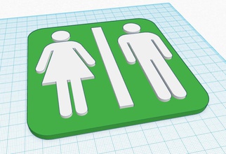 toilet sign pinshape washroom restroom bathroom 3d print model - Mito3D