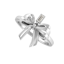 bow ring ribbon pinshape silver gold jewelry 3d print model - Mito3D