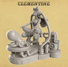 clementine pinshape character-modeling-contest pinup girl powers inherit steam-machine device telepathy mind-reading inventor machine embroidery animals miniatures-figure-dogs-low-poly-design-contest-lowpoly-toys-robots-robots steampunk 3d print model - Mito3D