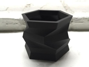 twisted Sechseck Behälter pinshape Schiff minimal geometrische 3d print model - Mito3D