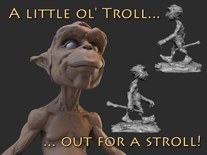 ol' troll pinshape personagem modelagem concurso fantasia zbrush 3d print model - Mito3D