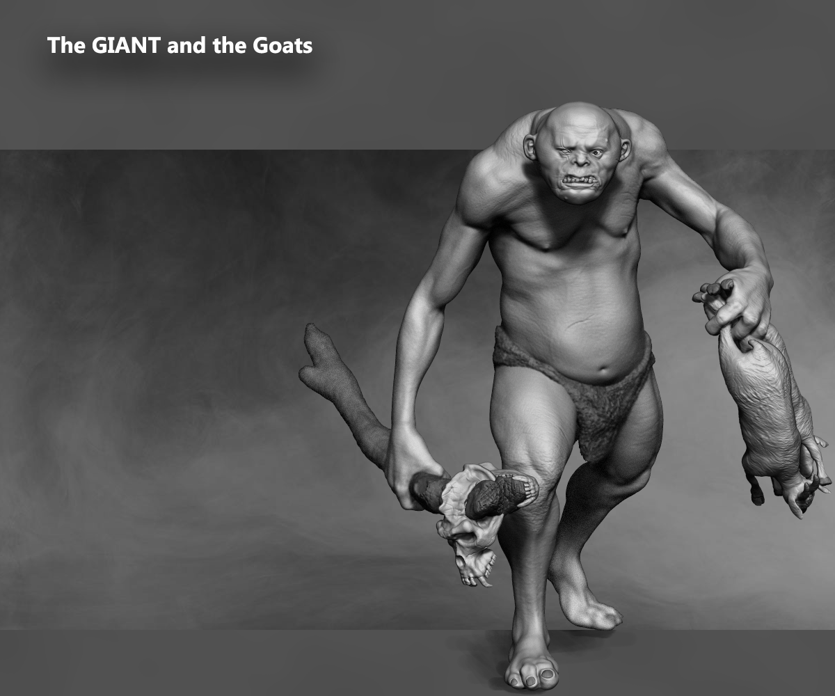 giant goats pinshape zbrush primitive troll character-modeling-contest 3D print model - Mito3D