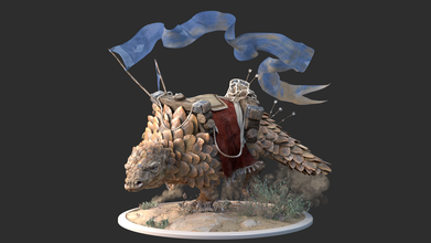 Wüste merchant ' mount pinshape Charakter modelling contest Abbildung Teppich spike fantasy Miniatur 3d print model - Mito3D
