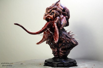 alien spitter pinshape zortrax m200 zbrush lingua orrore spaventoso in miniatura busto scultura creatura monster carattere modellazione concorso 3d print model - Mito3D