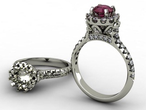 elegante anel noivado pinshape diamantes senhoras engajamento moda 3d print model - Mito3D